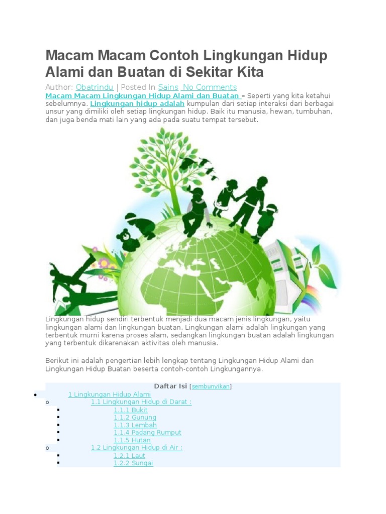Macam Macam Contoh Lingkungan Hidup Alami Dan Buatan Di Sekitar Kita PDF