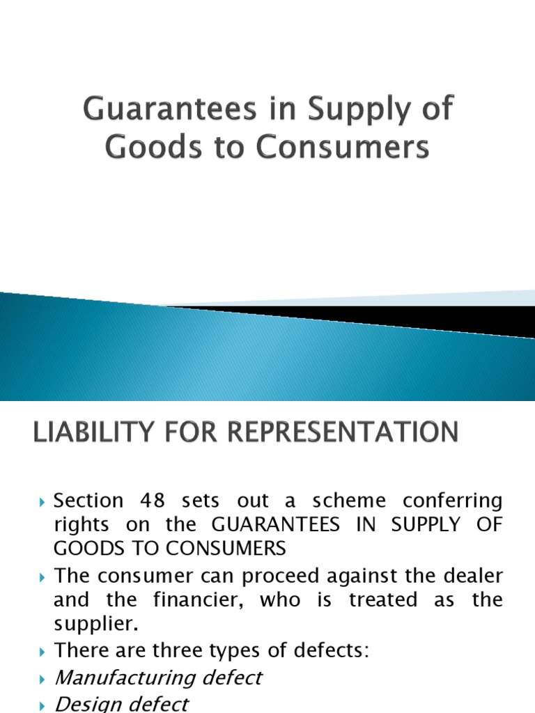 Guarantees in Supply of Goods To Consumers PDF Guarantee