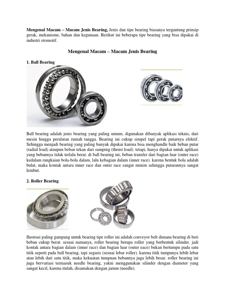 Tabel Ukuran Bearing PDF