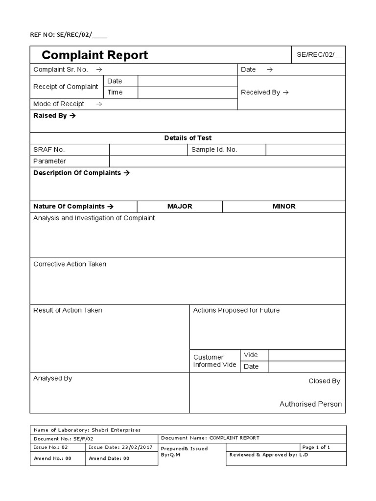 Analysis of Customer Complaint Regarding Water Quality Testing and ...