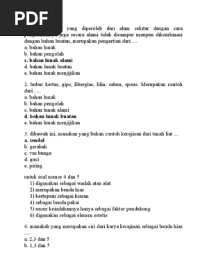  Soal  Prakarya Tentang Kerajinan  Bahan Lunak  Guru Paud
