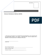 Quiz 3 CE132P: Moment Distribution Method (MDM)