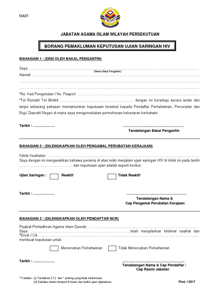borang hiv selangor