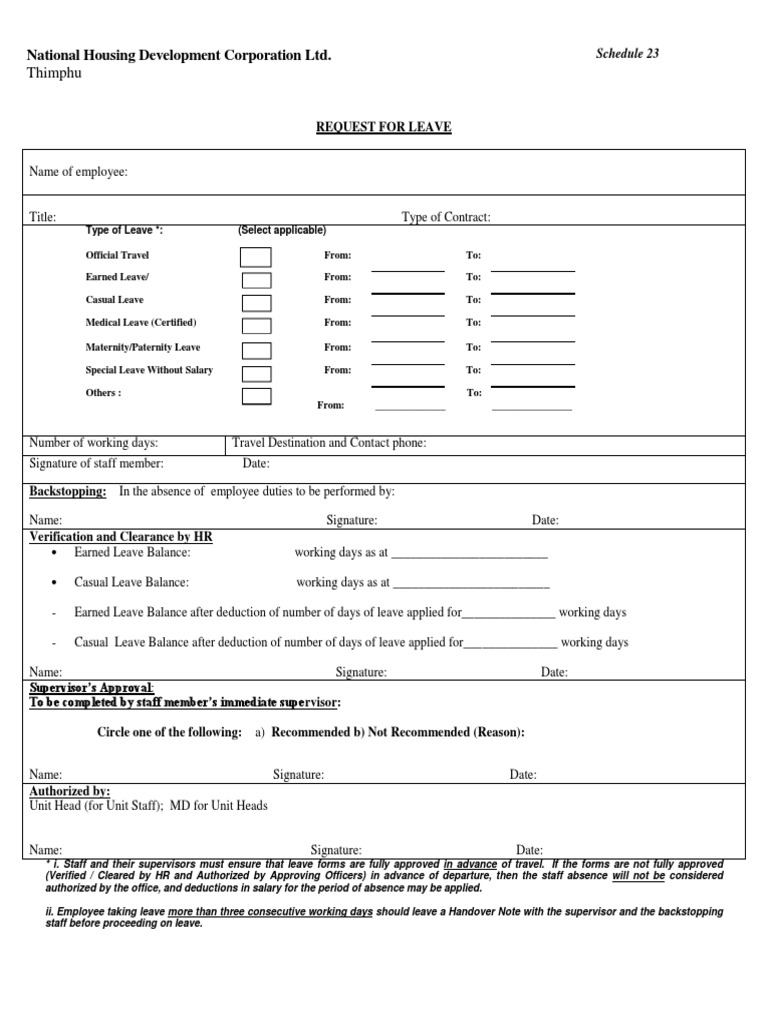 Leave Form PDF Government Employment