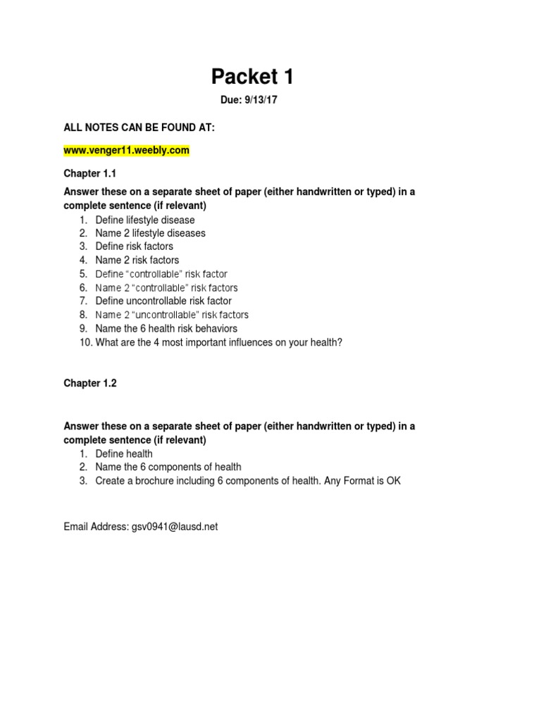 Packet 1 | PDF
