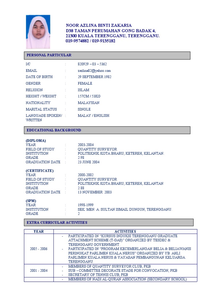 Contoh Resume Lepasan Degree July 2021