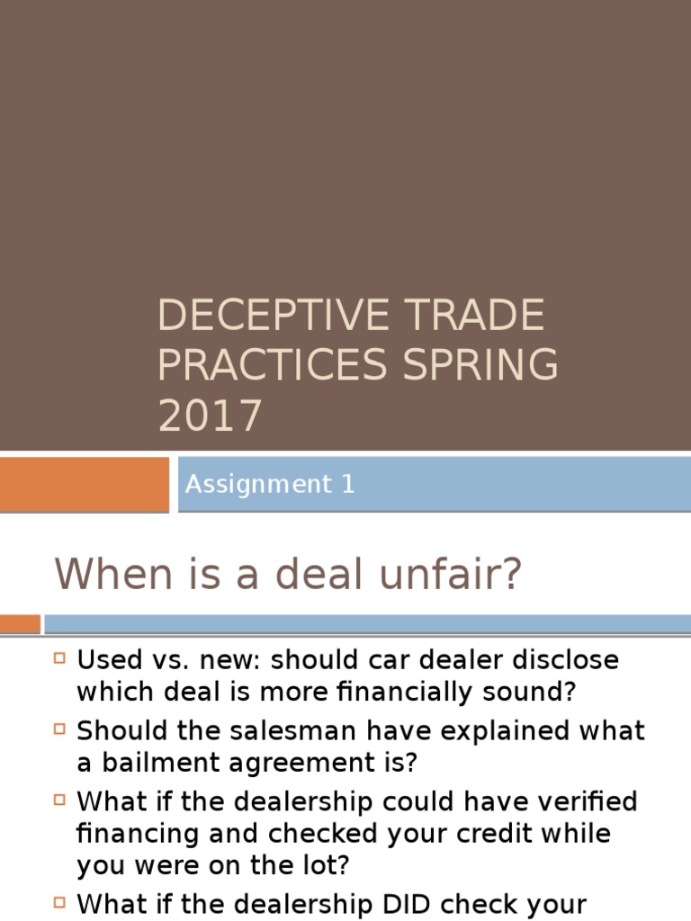 Deceptive Trade Practices Overview | PDF | Fraud | Misrepresentation
