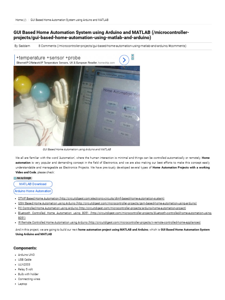 GUI Based Home Automation System Using Arduino and MATLAB | PDF ...
