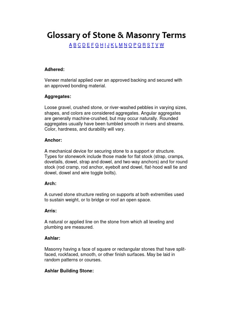 Glossary of Stone | PDF | Rock (Geology) | Masonry