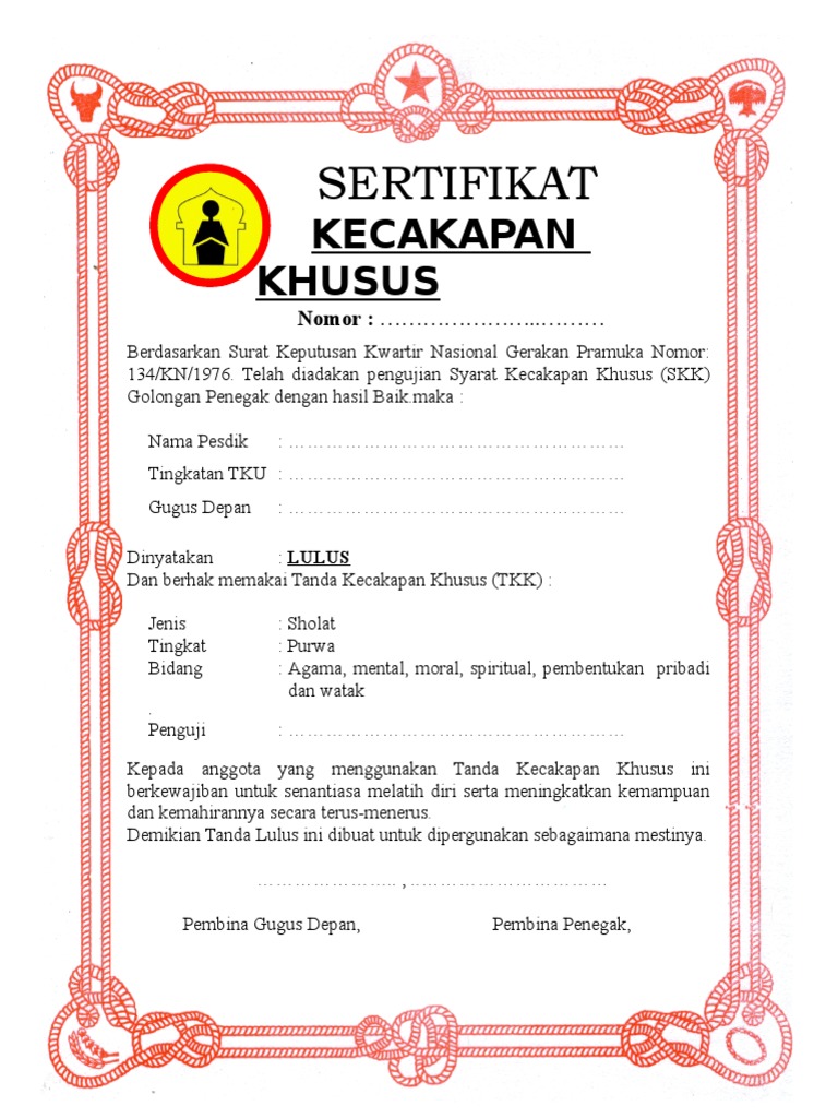 Sertifikat TKK | PDF