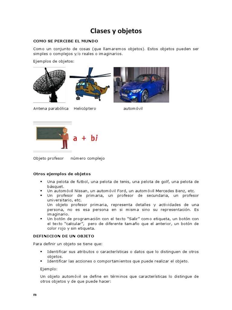 Introducción a Clases y Objetos | PDF | Objeto (informática) | Clase ...