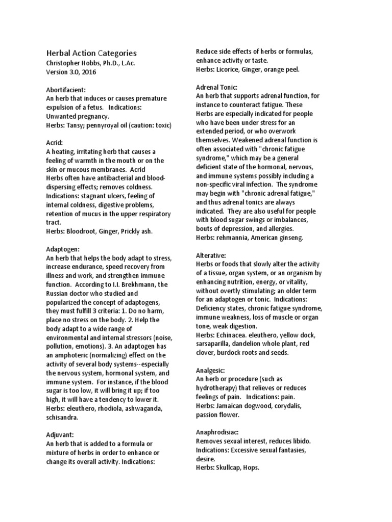 Herbal Actions PDF Mucus Lymphatic System