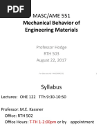 Mechanical Behavior of Engineering Materials: MASC/AME 551