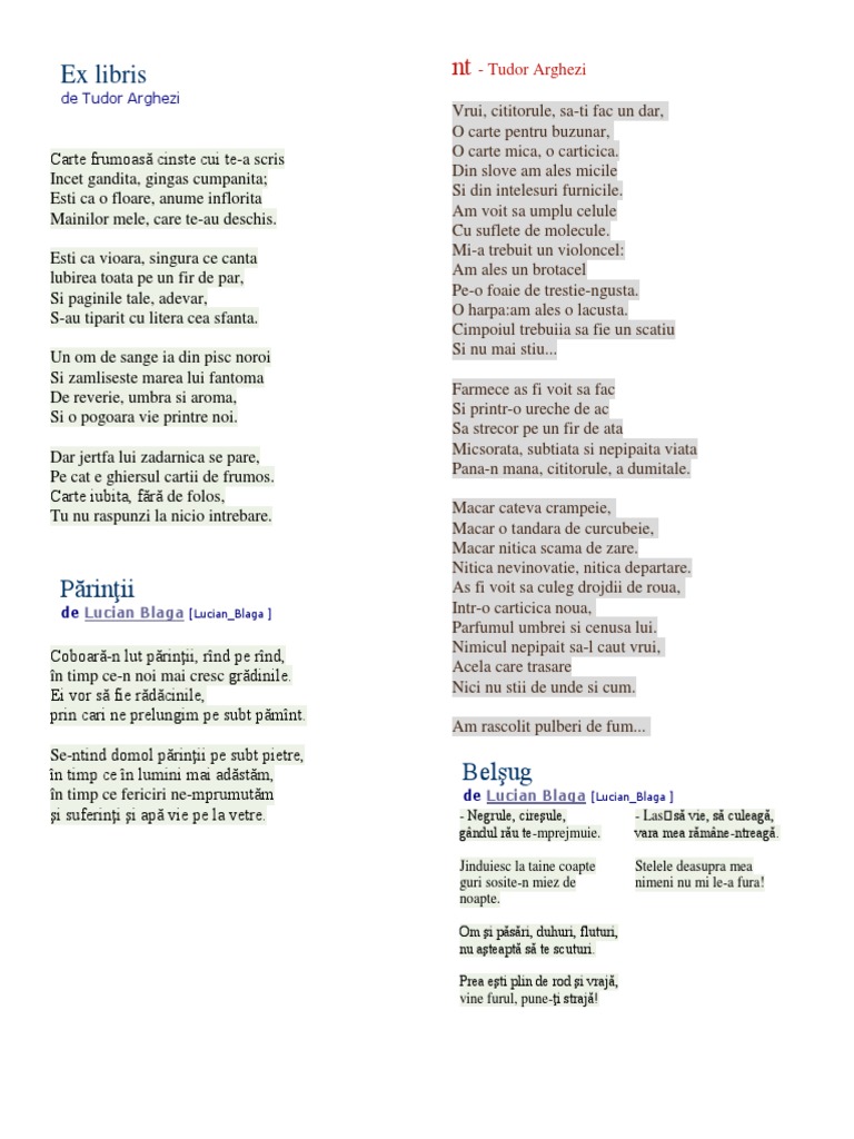 Poezii cl.8 | PDF