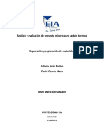 Análisis y Evaluación de Proyecto Minero de Carbón Térmico