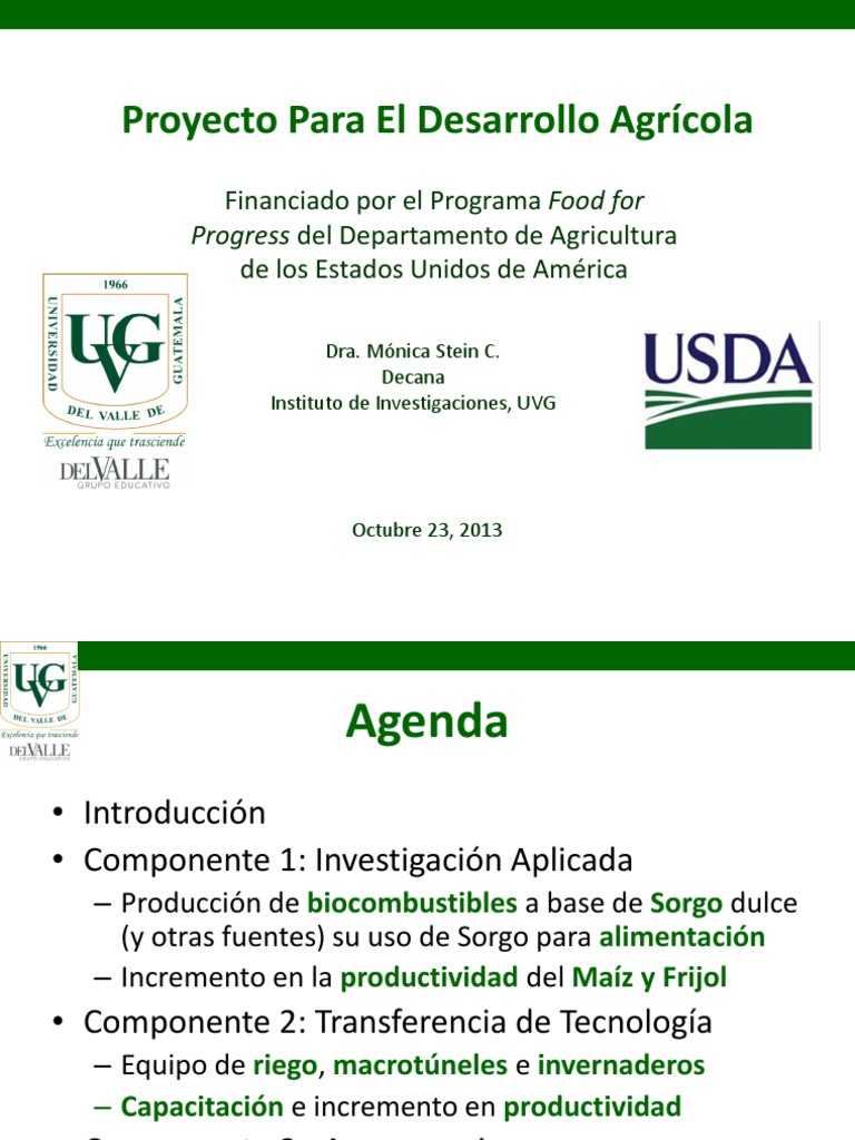 Proyecto para el Desarrollo Agricola Maíz