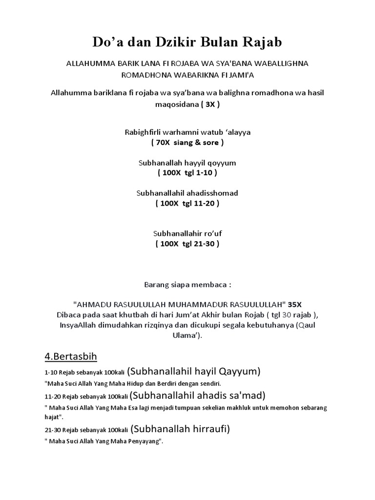Do A Dan Dzikir Bulan Rajab Pdf