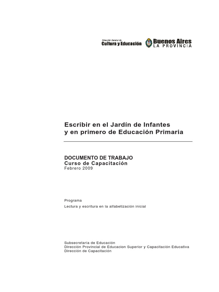 Escritura en Jardín y Primaria | PDF | Educación de la primera infancia ...