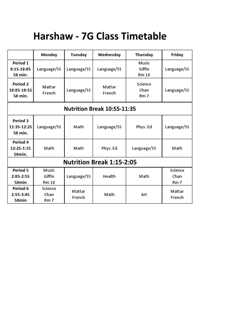Class Timetable | PDF
