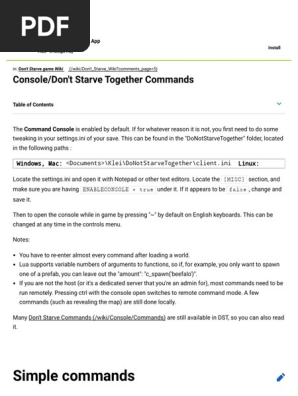Console Don T Starve Together Commands Don T Starve Game Wiki Fandom Powered By Wikia Command Line Interface Computing