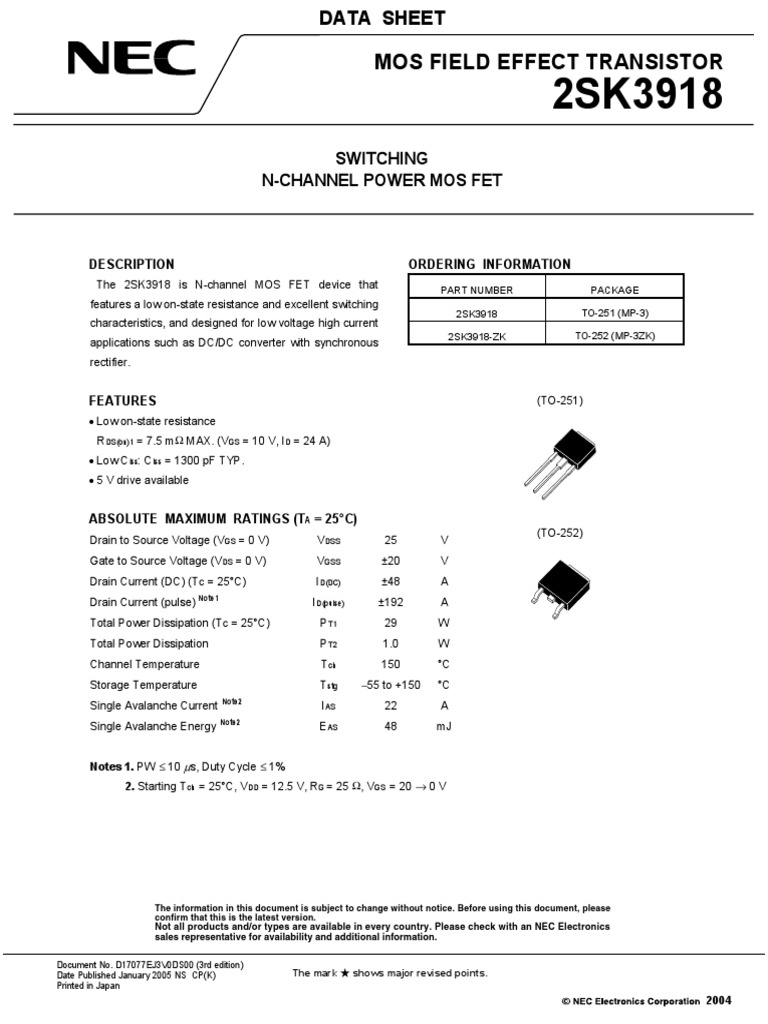 K3918 mosfet datasheet.pdf Field Effect Transistor Mosfet