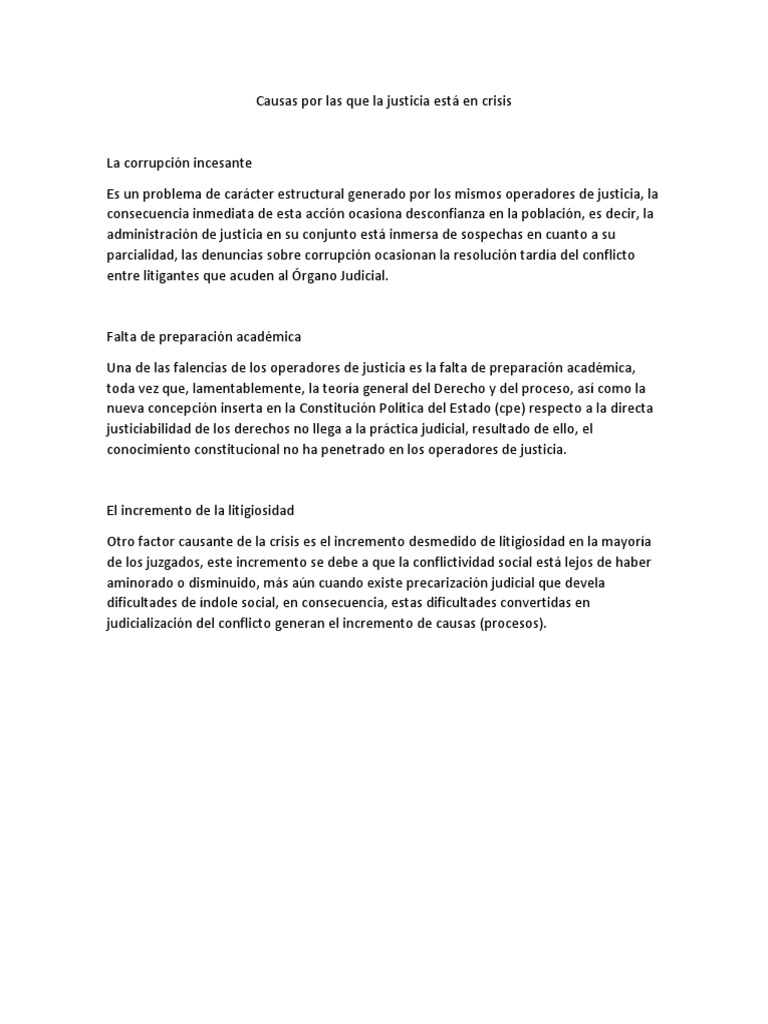 Crisis de la Justicia: Causas y Consecuencias | PDF | Corrupción ...