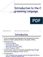 Brief Introduction To The C Programming Language: Fred Kuhns (08/13/10) CSE332 - Object Oriented Programming Lab 1