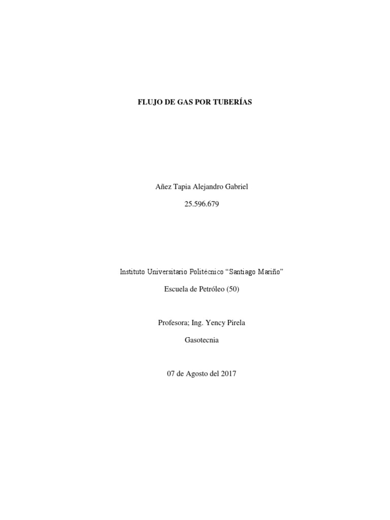 Flujo de Gas en Tuberías: Ecuaciones Clave | PDF | Gases | Temperatura