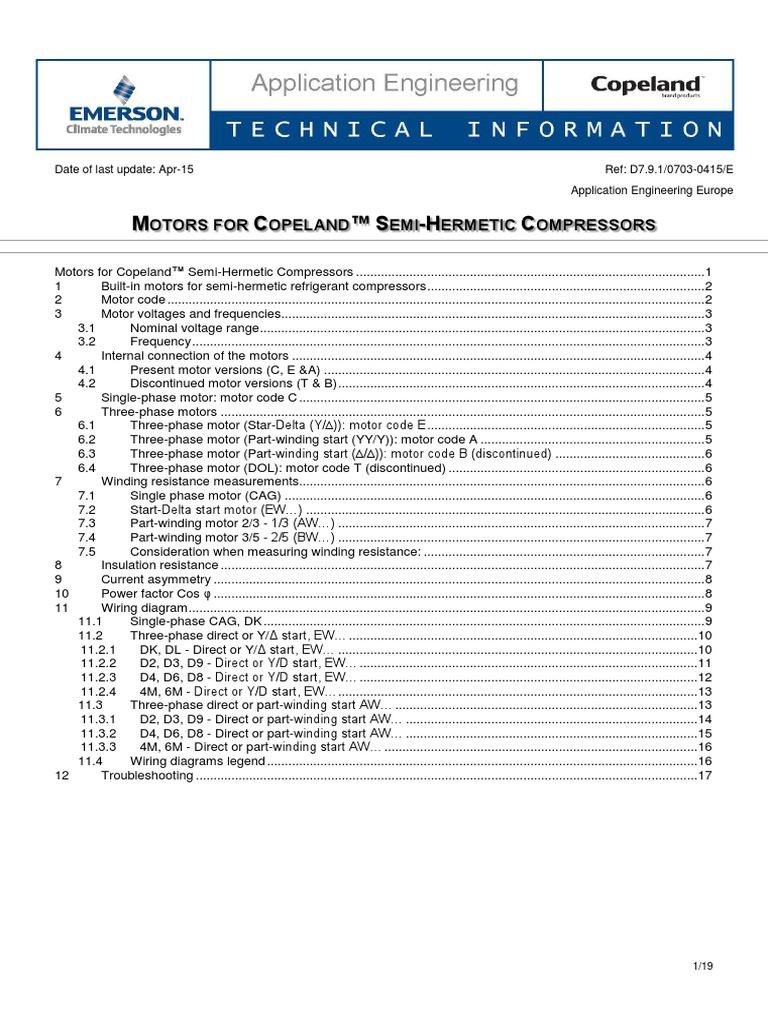 Copeland Motor | PDF | Ac Power | Mains Electricity