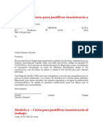 Carta justificar inasistencia clases trabajo