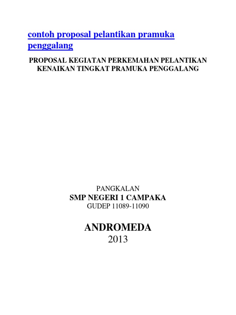 Contoh Proposal Pelantikan Pramuka Penggalang PDF
