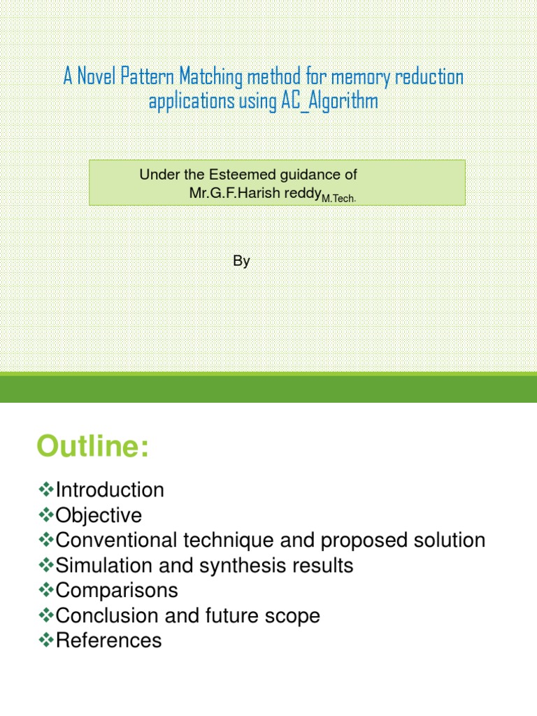 A Novel Pattern Matching Method For Memory Reduction Applications Using ...