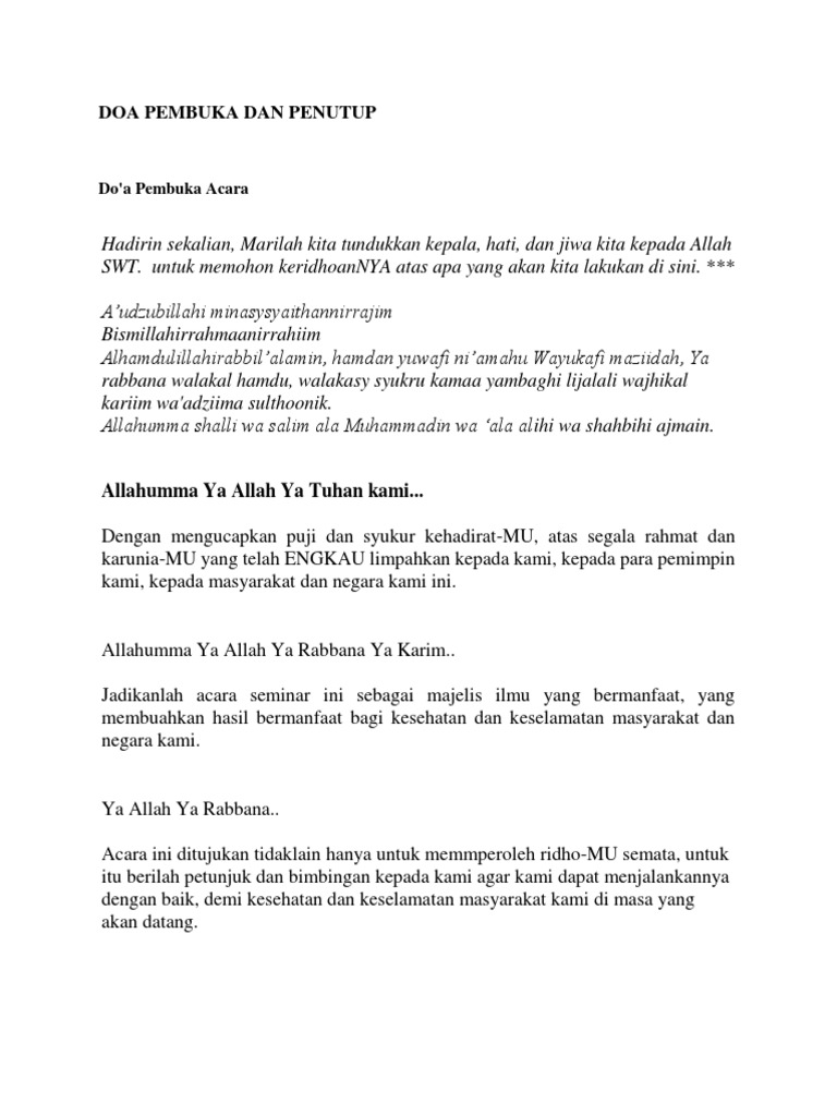 Doa Pembuka Dan Penutup Docx