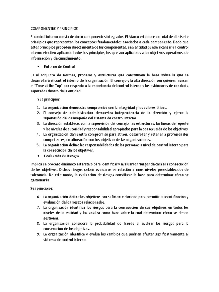 Componentes y Principios Coso | PDF | Sistema de control | Información