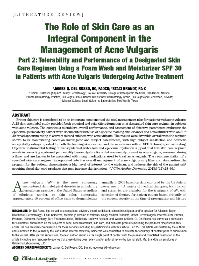 The Role of Skin Care As An Integral Component in The Management of ...