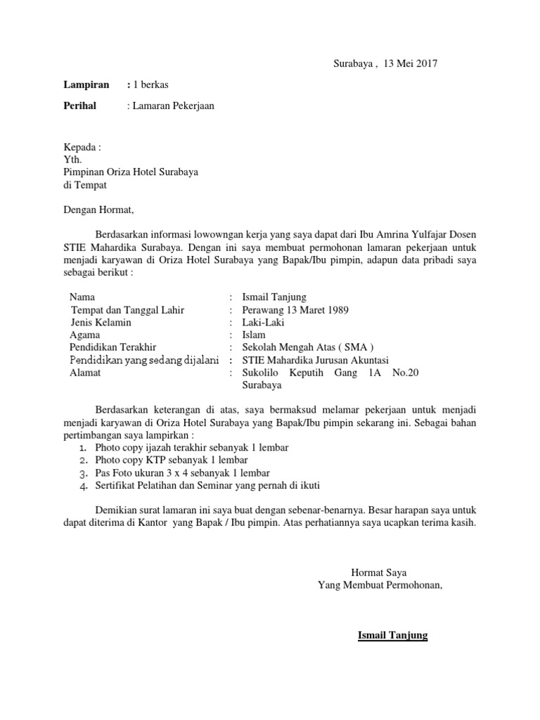 Contoh Surat Lamaran Pdf