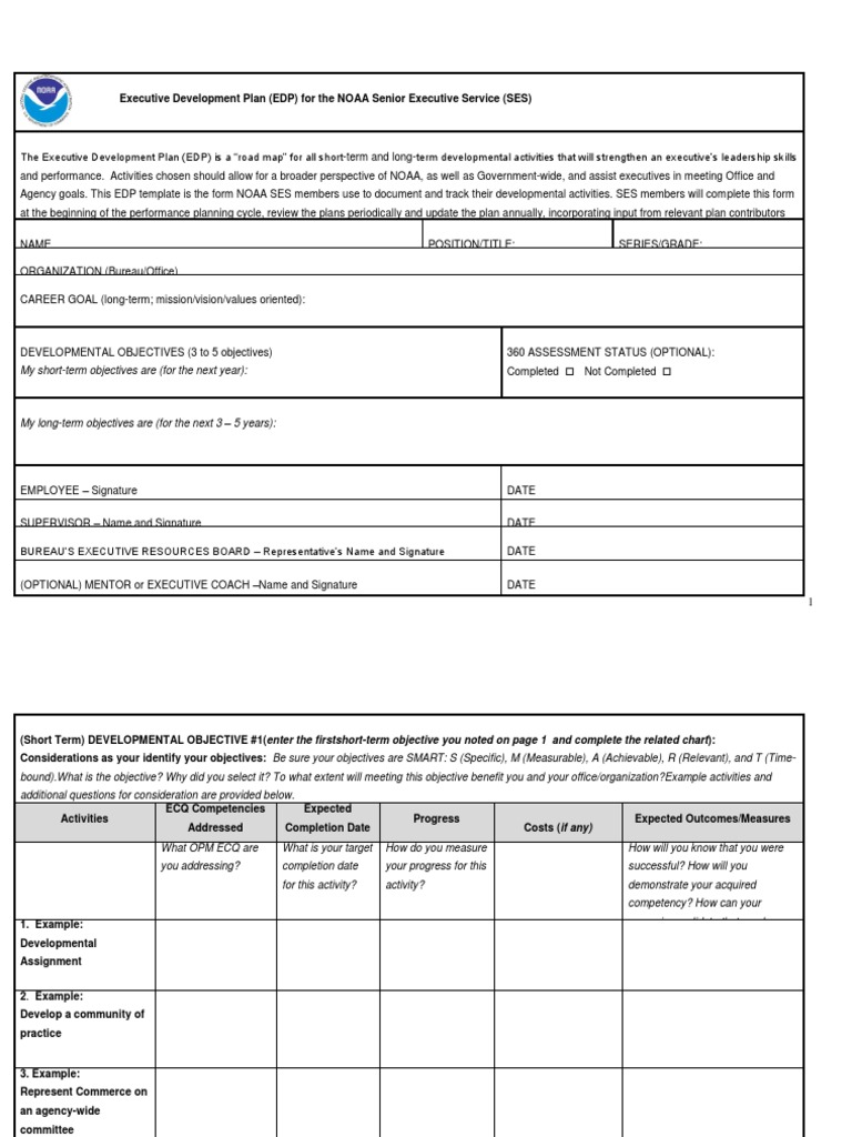 NOAA Executive Development Plan Template | PDF | Competence (Human ...