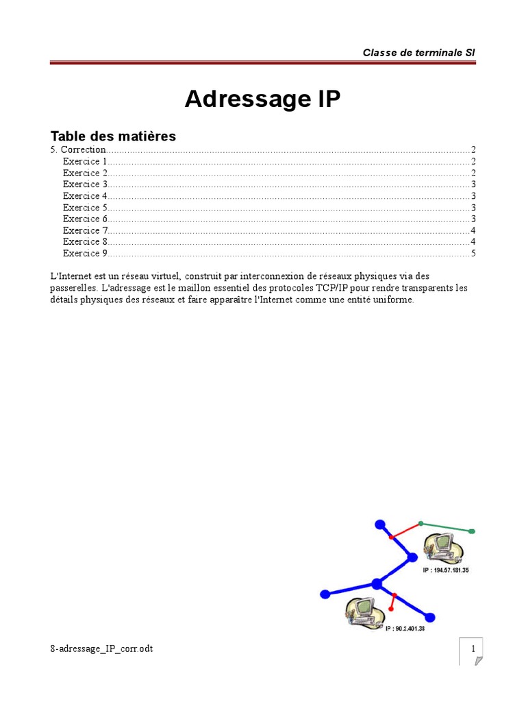 Adressage IP et sous-réseaux en SI | PDF | Adresse IP | Architecture de ...