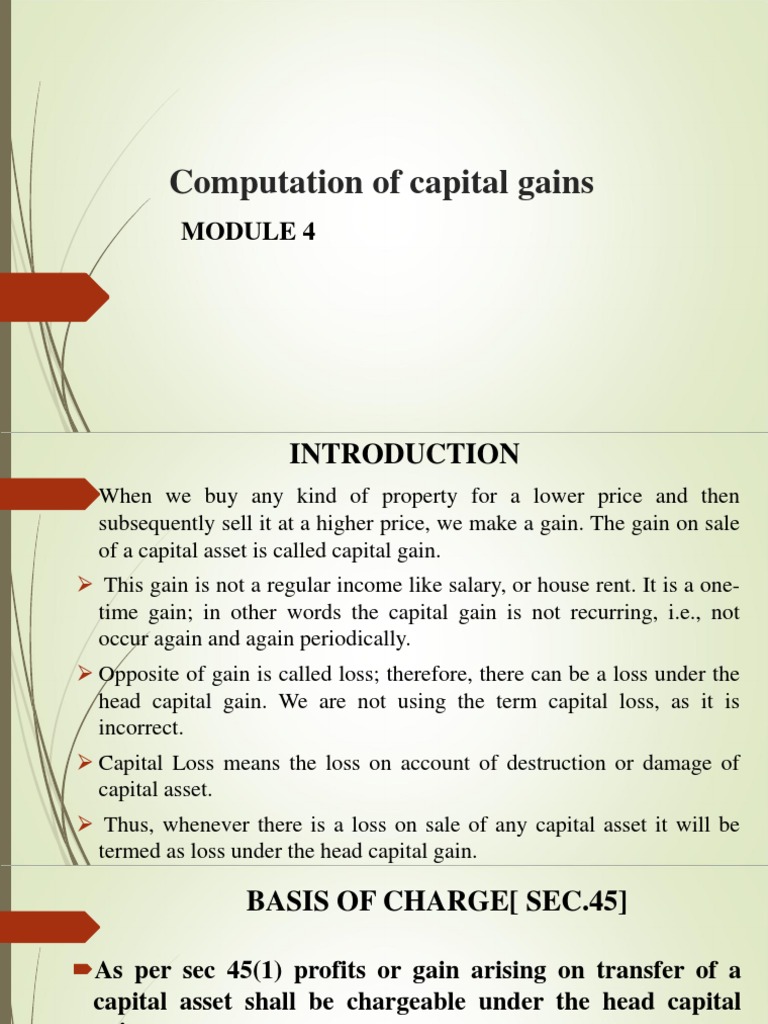 Understanding Capital Gains Computation | PDF | Capital Gains Tax | Expense