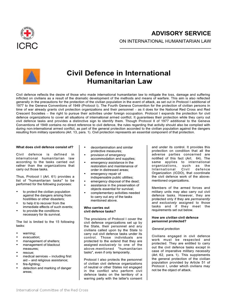 Civil Defence in Humanitarian Law | PDF | International Humanitarian ...
