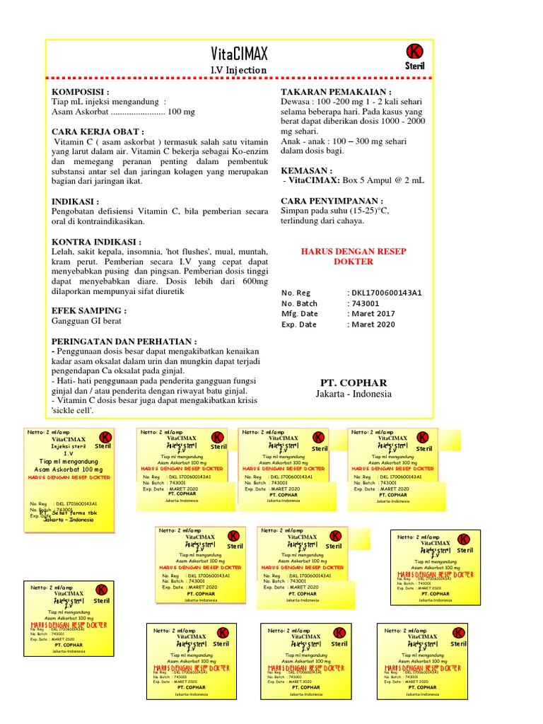 Dosis dan Indikasi Injeksi Vitamin C | PDF