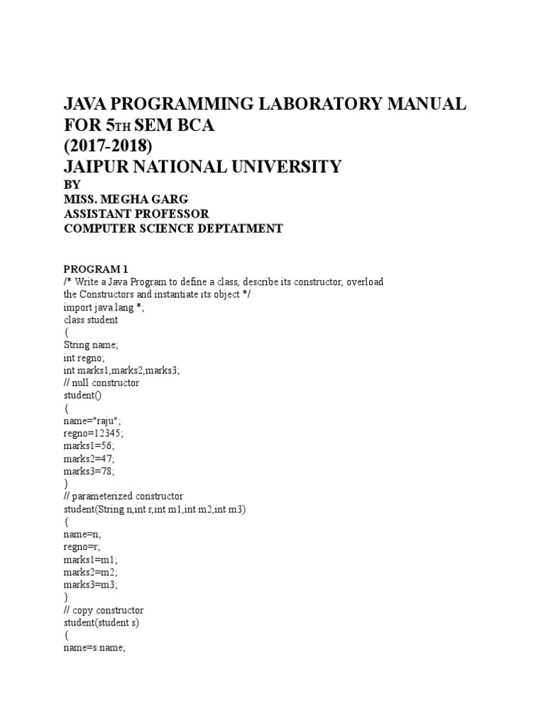 java programming lab assignments