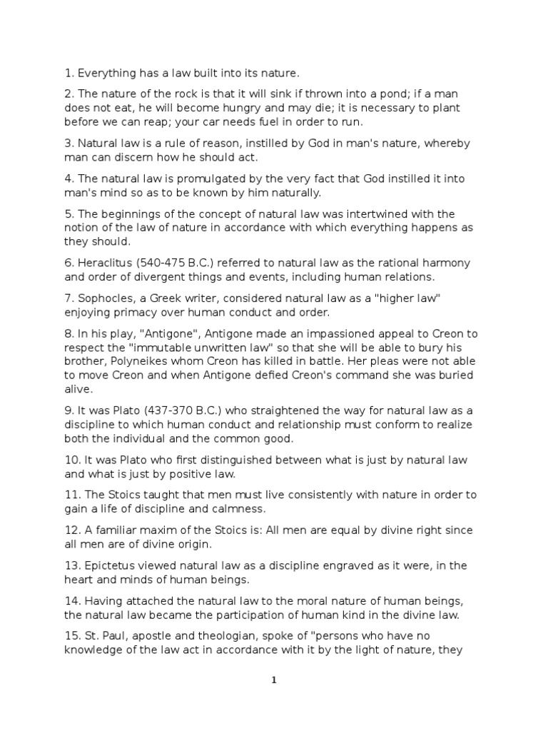 Natural Law 1 Statements Natural Law Jurisprudence