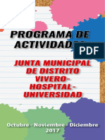 Programa Actividades JMD Vivero, Hospital, Universidad - 4º Trimestre 2017
