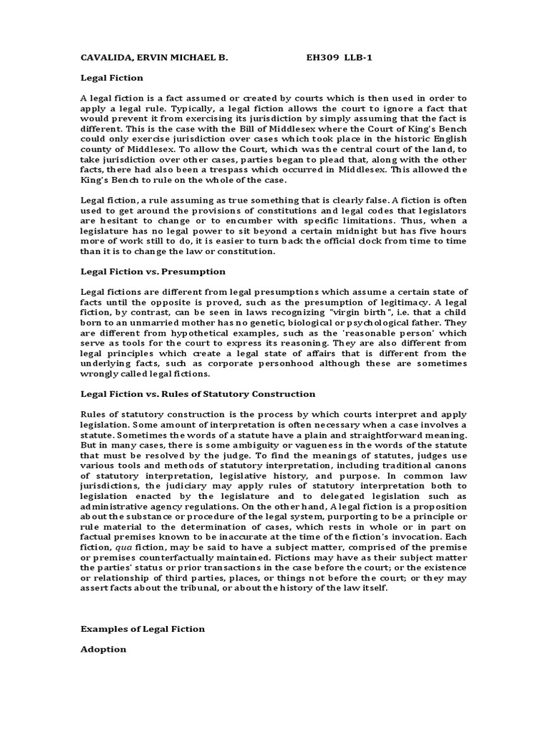 Legal Fiction Statcon PDF Statutory Interpretation Common Law