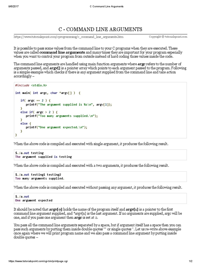 C command line arguments parameter computer programming c programming language 