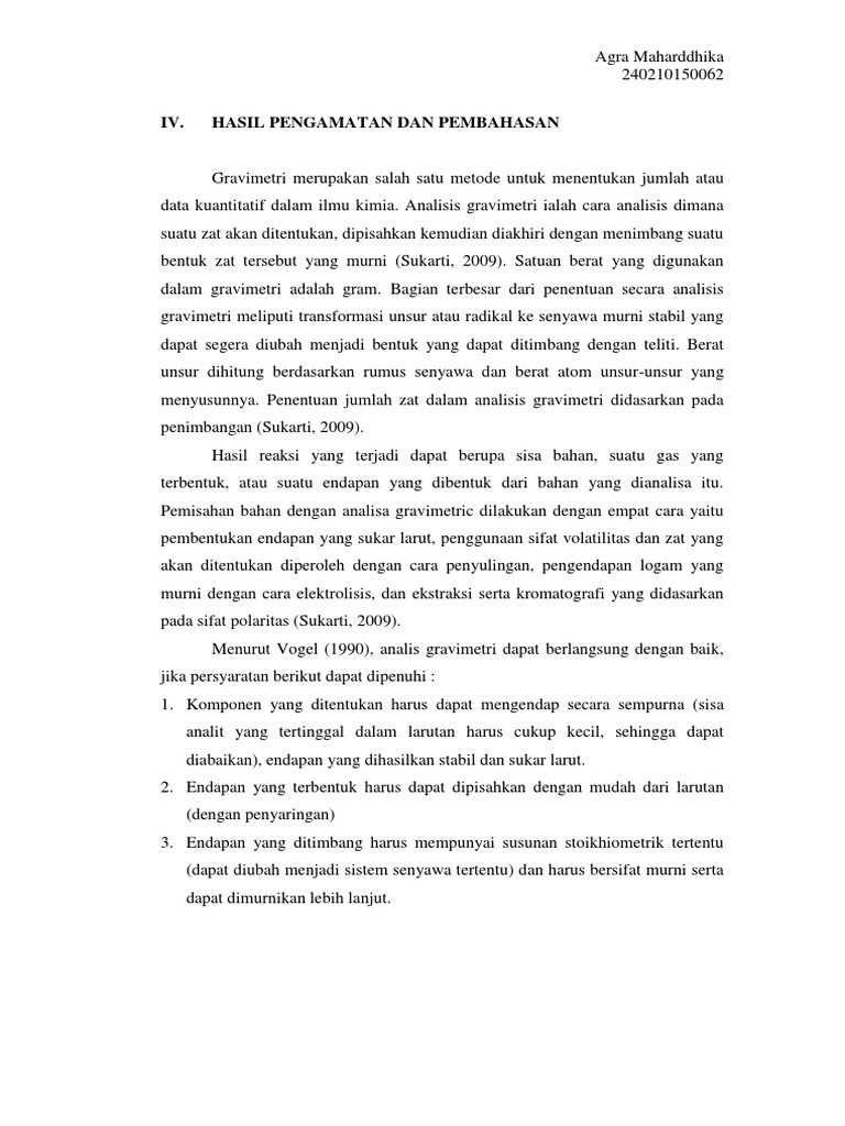 Laporan Praktikum Gravimetri
