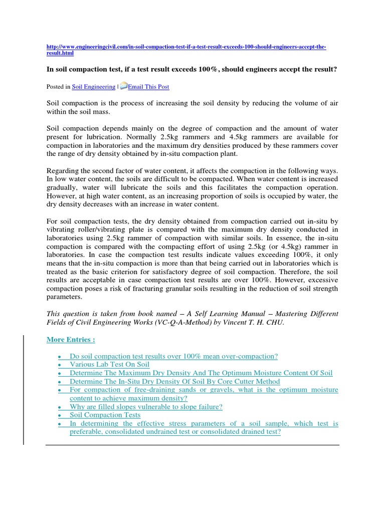 When Soil Compaction Test Results Exceed 100 Understanding What the