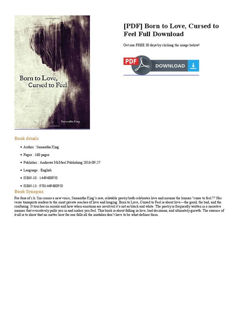 Born To Love Cursed To Feel PDF E Books Books