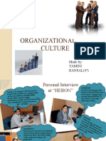 Organizational Culture: Made By: Yamini BANSAL (47